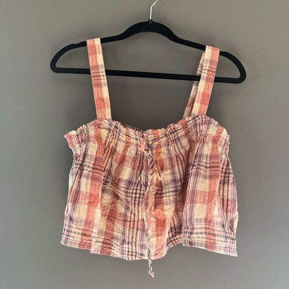 American Eagle pink plaid crop tank top size medium - Picture 2 of 5